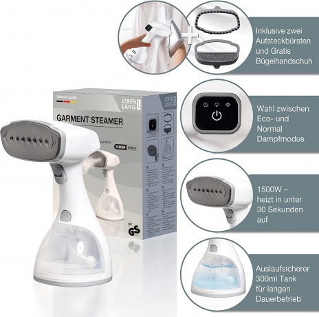 Lebenlang Lebenlang Dampfbugeleisen Steamer Dampfglatter LCD Hand Dampfburste Reisebugeleisen fur Hemden, 1500,00 W, 1500W, <30 Sekunden Aufheizen, Bugelhandschuh, 300ml Tank Blau Паровой утюг на всю жизнь, отпариватель, гладкая поверхность, ЖК-дисплей, р