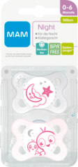 MAM MAM Night Силикон	 0-6 Месяцам	, Mädchen, 2 шт