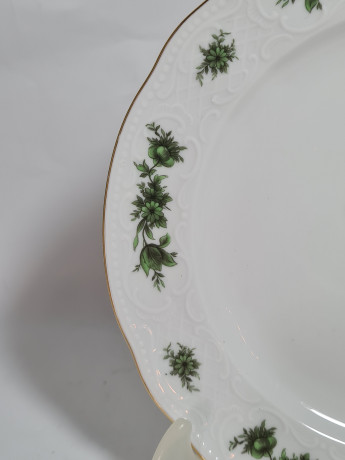 Чайное трио винтажное Seltmann Weiden Bavaria с зеленым ботаническим декором, фарфор, Германия, 1960-70гг.