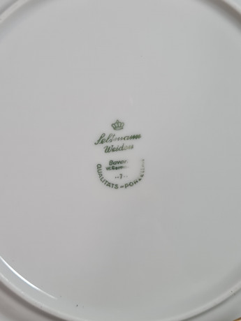 Чайное трио винтажное Seltmann Weiden Bavaria с зеленым ботаническим декором, фарфор, Германия, 1960-70гг.