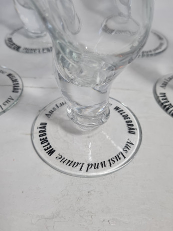 Немецкие пивные бокалы винтажные Weldebrau, Rastal, стекло, 0.3 л, 5 шт., 21 см, Германия, 1980-90гг.