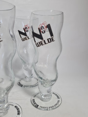 Немецкие пивные бокалы винтажные Weldebrau, Rastal, стекло, 0.3 л, 5 шт., 21 см, Германия, 1980-90гг.