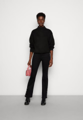 Tommy Hilfiger PUFF SLEEVE MOCK-NECK SWEATER Jumper black СВИТЕР С ПЛОСКИМ РУКАВОМ И ВЫРЕЗОМ Джемперы черный