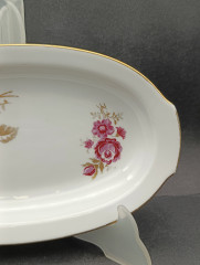 Поднос винтажный Freiberger "Розовые цветы", фарфор, 26 х 14 см, ГДР, 1970-80гг.