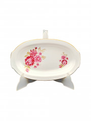 Поднос винтажный Freiberger "Розовые цветы", фарфор, 26 х 14 см, ГДР, 1970-80гг.