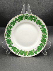 Тарелка сервировочная винтажная Meissen, зеленый растительный декор, фарфор, 16 см, Германия, 1970-80гг.