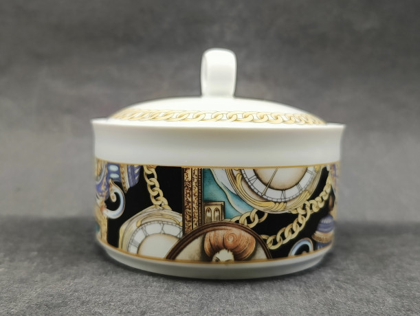 Сахарница винтажная Eschenbach / Коллекция Living Colours, с ярким декором, фарфор, 9.5 х 8 см, Германия, 1970-80гг.