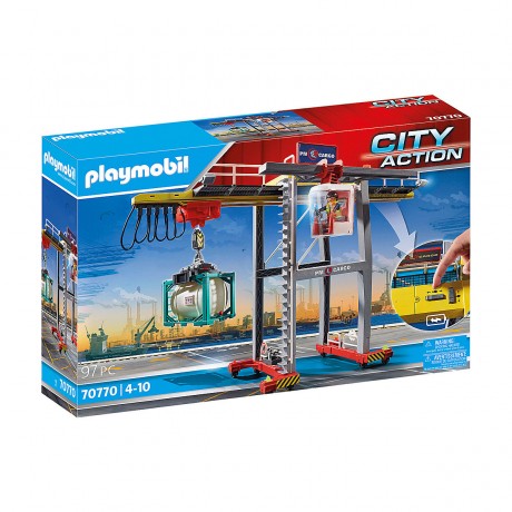 PLAYMOBIL 2er Set: 70769 Grosses Containerschiff mit Zollboot + 70770 Portalkran mit Containern Набор из 2 предметов: 70769 Большой контейнеровоз с таможенным судном + 70770 Козловой кран с контейнерами