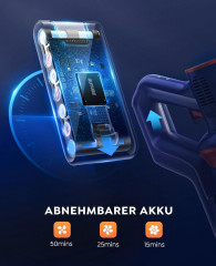 Buture Buture Akku-Hand-und Stielstaubsauger, beutellos, Kabellos 33000Pa mit Touch Screen 2500mAh Abnehmbarem Akku Anti-Tangle  Беспроводной ручной пылесос Buture, без мешка, беспроводной, 33000 Па, с сенсорным экраном, съемный аккумулятор, 2500 мАч, про