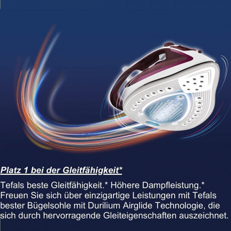 Tefal Tefal Dampfbugeleisen Easygliss, Automatische Abschaltung, Anti-Kalk, 2400 W, Vertikale Dampffunktion, Kratzfeste Bugelsohle, Dampfstoss 190 g/min weiss-violett Паровой утюг Tefal Easygliss, автоматическое отключение, защита от известкового налета,