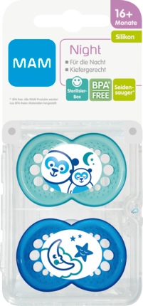 MAM MAM Night Силикон	 6-16 Месяц	ы, Blau, 2 шт
