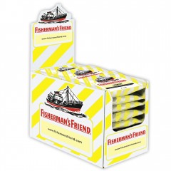 Fishermans Friend Menthol Pastillen Lemon no sugar - 24 x 25 g Фишерманс Френд, пастилки с лимоном, без сахара, коробка 24 шт x 25 г