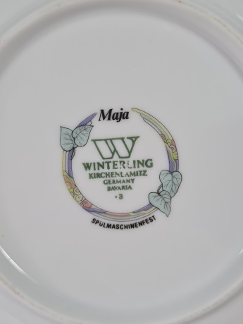 Миска сервировочная винтажная Winterling Kirchenlamitz / Maja с декором в пастельных тонах, фарфор, 21.5 см, Германия, 1960-70гг.