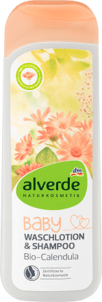 alverde NATURKOSMETIK Baby Waschlotion & Shampoo Bio-Calendula, 250 ml Детский шампунь с Календулой