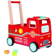 Lelin Holzspielzeug Lauflernwagen Feuerwehrauto Деревянная игрушка ходунки пожарная машина