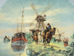 Furstenberg, Коллекционная Тарелка, ограниченный тираж, репродукция картины Герберта Изенберга "У ветряной мельницы", 19,5 см, Германия 1988г.
