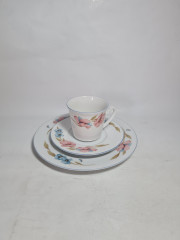 Чайное трио винтажное Winterling Marktleuthen Bavaria с розовыми и голубыми цветами, фарфор, Германия, 1970-80гг.