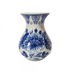 Delft Blue Holland Ваза с цветочным рисунком в синих тонах, дельфтский фарфор, 13,5см x 10см, Голландия, 1960-70гг.