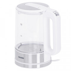 Mesko Mesko Wasserkocher MS 1301W 1,7 Liter, Glaskessel mit LED-Beleuchtung Edelstahl/Weiss  Чайник Mesko MS 1301W 1,7 л, стеклянный чайник со светодиодной подсветкой нержавеющая сталь/белый
