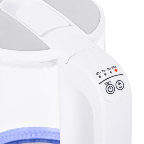 Mesko Mesko Wasserkocher MS 1301W 1,7 Liter, Glaskessel mit LED-Beleuchtung Edelstahl/Weiss  Чайник Mesko MS 1301W 1,7 л, стеклянный чайник со светодиодной подсветкой нержавеющая сталь/белый