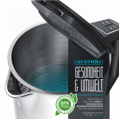 Arendo Arendo Wasserkocher, 1,5 l, 2200 W, Edelstahl, Doppelwand, Temperatureinstellung 40° 100 °C mit Anzeige, Summer |LED-Display |Doppelwandig |Interne Fullstandsanzeige vulkangrau Чайник Arendo, 1,5 л, 2200 Вт, нержавеющая сталь, с двойными стенками,
