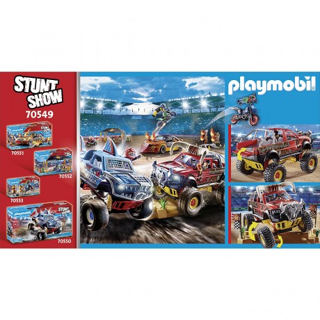 PLAYMOBIL 2er Set: 70550 Stuntshow Monster Truck Shark + 70549 Stuntshow Monster Truck Horned Набор из 2 предметов: 70550 Акула-монстр-шоу с трюками + 70549 Рогатый монстр-трак с трюками