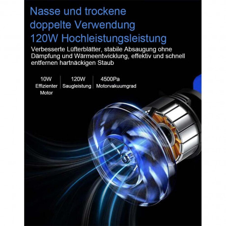 TUABUR TUABUR Akku-Handstaubsauger Kabelloser, wiederaufladbarer tragbarer Handstaubsauger mit 12000PA, Geeignet fur Autos, Wohnungen und Buros Blau TUABUR Беспроводной ручной пылесос Беспроводной перезаряжаемый портативный ручной пылесос с 12000PA, подхо