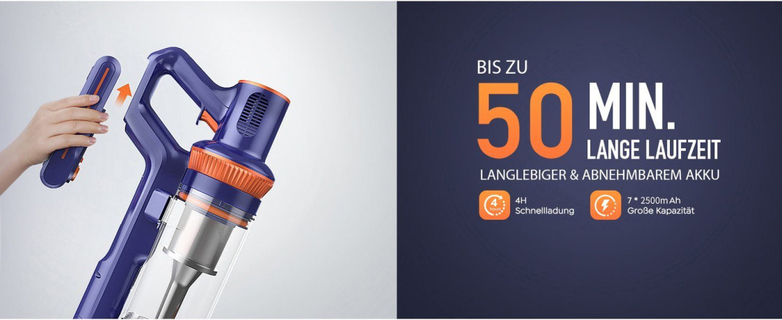 Buture Buture Akku-Hand-und Stielstaubsauger VC40 Kabelloser Anti-Tangle-Staubsauger, 400,00 W, beutellos, 33000Pa Ultraleiser Staubsauger Kabellos Touch Screen VC40 Kabelloser  Беспроводной ручной пылесос Buture VC40, беспроводной пылесос с защитой от сп