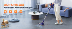 Buture Buture Akku-Hand-und Stielstaubsauger VC40 Kabelloser Anti-Tangle-Staubsauger, 400,00 W, beutellos, 33000Pa Ultraleiser Staubsauger Kabellos Touch Screen VC40 Kabelloser  Беспроводной ручной пылесос Buture VC40, беспроводной пылесос с защитой от сп
