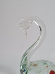 Фигурка винтажная Murano Glas "Лебедь", прозрачное стекло с яркими вкраплениями, 12 см, Италия, 1960-70гг.