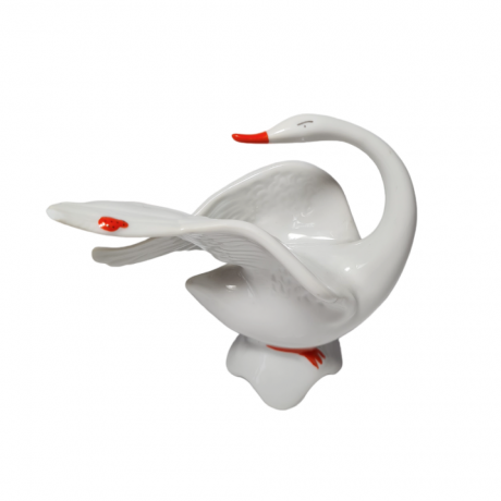 ARPO Curtea de Arges Фарфоровая фигурка "Лебедь с оранжевым клювом", 10,5см x 11см, Румыния, 1960-70гг.