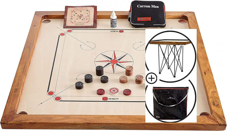 UBERGAMES Karromspiel Karrom Complete Set Игра Карром полный набор: доска, подставка, сумка, фишки, модель UG705or
