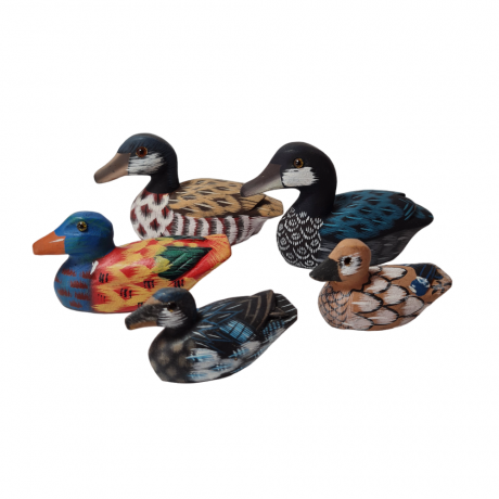 Винтажные фигурки из дерева "Семья из 5 уточек", ручная роспись, Германия, 1960-70гг.