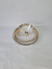 Чайное трио винтажное Winterling Schwarzenbach Bavaria с золотистым орнаментом, фарфор, Германия, 1970-80гг.