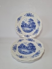 Sarreguemines Romantic France Набор Декоративных фарфоровых тарелок "Дом у пруда", 3 штуки, 25см, Франция, 1960-70гг.