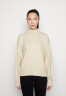 Tommy Hilfiger PUFF SLEEVE MOCK-NECK SWEATER Jumper heathered oatmilk СВИТЕР С ПЛОСКИМ РУКАВОМ И ВЫРЕЗОМ Джемперы овсяное молоко