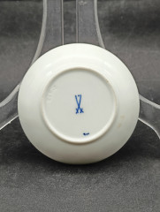 Блюдце винтажное Meissen, зеленый растительный декор, фарфор, 8 см, Германия, 1970-80гг.