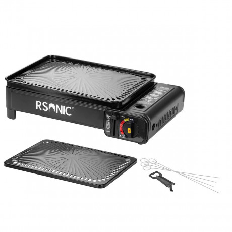 Mianova Mianova Gaskocher Campingkocher Tischgrill Gas Grill im Koffer, 4 Spiesse + Rost Platte Grillplatte Outdoor BBQ Barbecue Tisch Camping Herd Kocher Notfall Campingherd Notfallkocher Газовая плита Mianova, походная плита, стол-гриль, газовый гриль