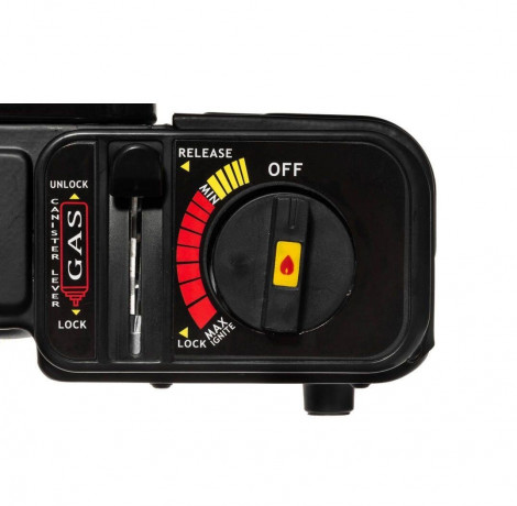 JUNG JUNG Gaskocher MUSTANG mobiler Campingkocher Gaskocher Gasgrill inkl 4 Gaskartuschen, (2 in 1 Gaskocher, Extra gross, praktischer Transportkoffer), mit Piezo-Zundung, Extra gross 43x28x11,2cm, mit Grillrost  Газовая плита JUNG MUSTANG, мобильная похо