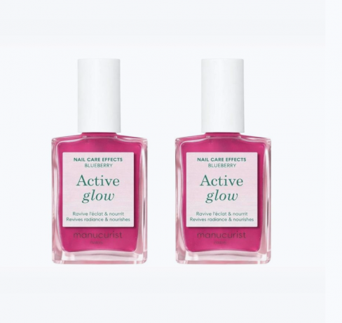 Manucurist Active Glow  Blueberry 2st Уходовый лак для ногтей с эффектом сияния и укрепления, 15 мл x 2шт