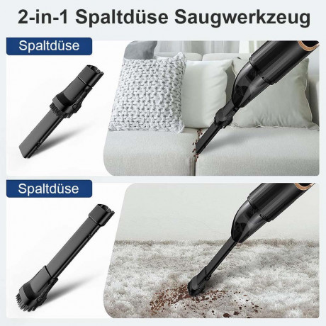 TUABUR TUABUR Akku-Handstaubsauger Extrem leiser, leistungsstarker kleiner Hand-Mini-Staubsauger, 8000-Pa-Staubsauger, ausgestattet mit 2 * 2000-mA-Batterien, multifunktionaler kabelloser Handstaubsauger, Geeignet fur Autos, Wohnungen und Buros Schwarz Бе