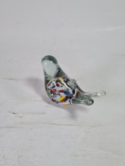Фигурка винтажная Murano Glas "Птичка", прозрачное стекло с яркими вкраплениями, 8.5 см, Италия, 1960-70гг.