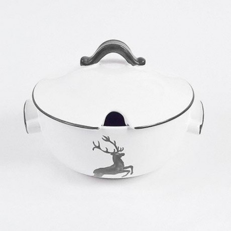 Gmundner Keramik Gmundner Keramik Grauer Hirsch Suppentopf glatt 2 L / h: 18 cm Керамическая кастрюля Gmundner из серого оленя, гладкая, 2 л / высота: 18 см