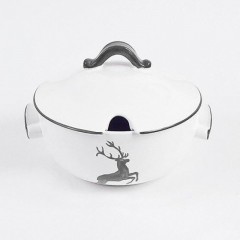 Gmundner Keramik Gmundner Keramik Grauer Hirsch Suppentopf glatt 2 L / h: 18 cm Керамическая кастрюля Gmundner из серого оленя, гладкая, 2 л / высота: 18 см