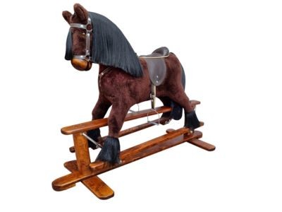 Erst-Holz Klassisches braunes Schaukelpferd mit Wippgestell Классическая коричневая лошадка-качалка с качелями