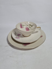 Чайное трио винтажное Mitterteich Bavaria "Розовые гвоздики", фарфор, Германия, 1970-80гг.
