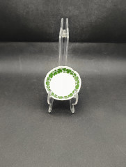 Блюдце винтажное Meissen, зеленый растительный декор, рифленый край, фарфор, 8 см, Германия, 1970-80гг.