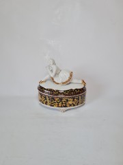 Винтажная Керамическая шкатулка "Балерина" с позолотой и росписью под хохлому, 16смx14см Германия, 1960-70гг.