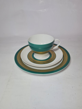 Thomas Чайное трио бело-зеленый фарфор с позолоченным узором, Германия, 1960-70гг.