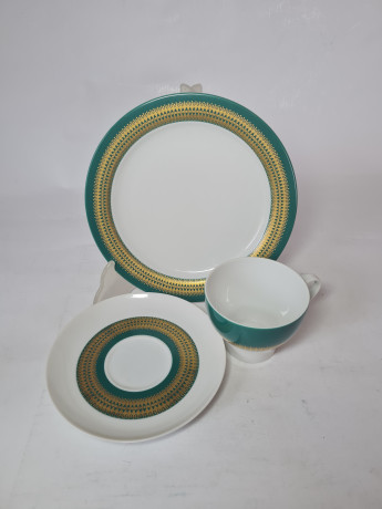 Thomas Чайное трио бело-зеленый фарфор с позолоченным узором, Германия, 1960-70гг.